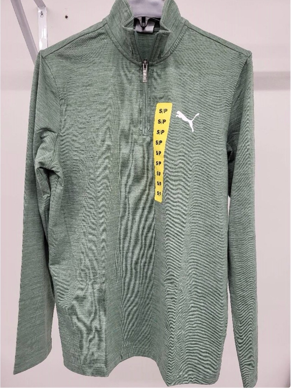 Puma Men's Quarter-Zip Pullover in Sage Green
